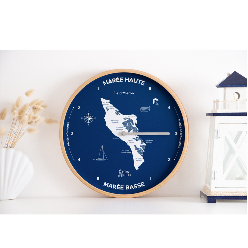 Horloge Murale Bois Thème Marin Avec Coquillages - 25,4 Cm - Silencieuse - Déco Plage, Cuisine, Salon - Fonctionne Sur Pile AA